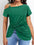 Plus Size Twisted Asymmetrical Neck Short Sleeve T-Shirt For Women