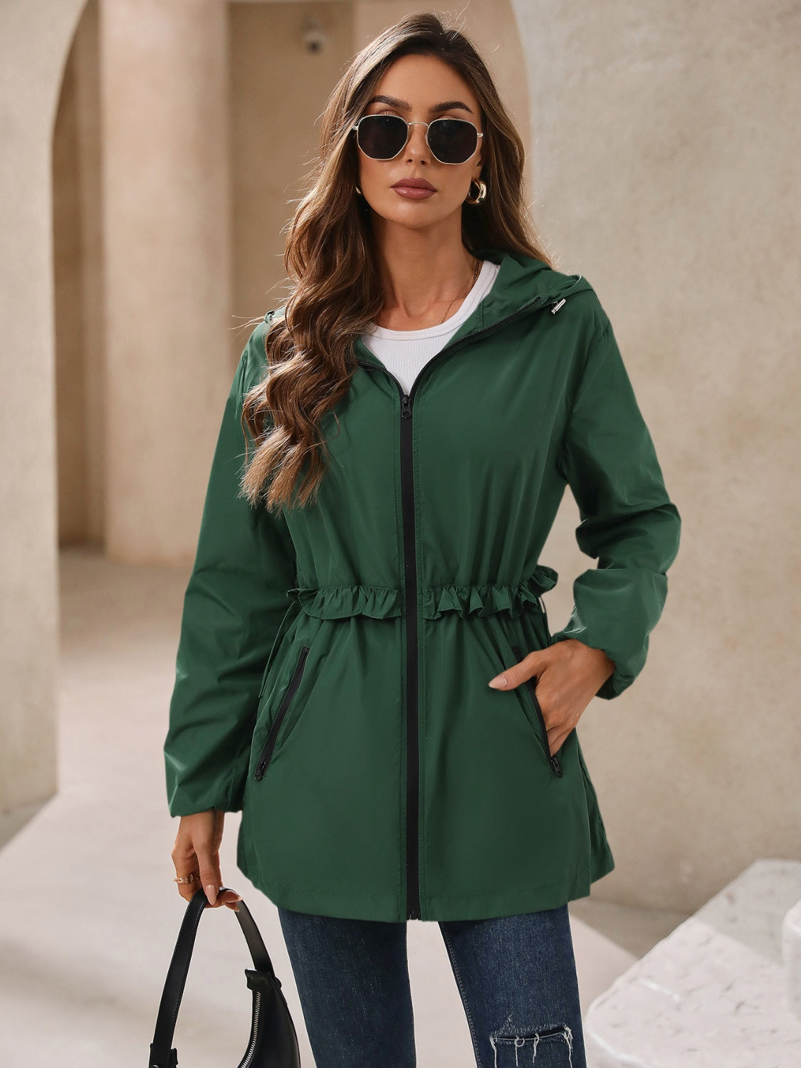 Women's Pullover Outdoor Waterproof Long Sleeve Hooded Windbreaker