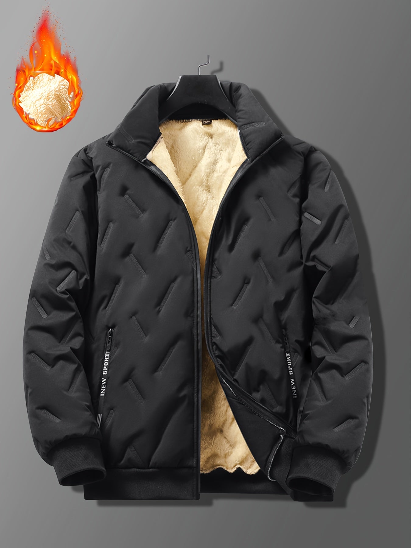 Men's Winter Sports Jacket - Lapel Collar, Long Regular Sleeves