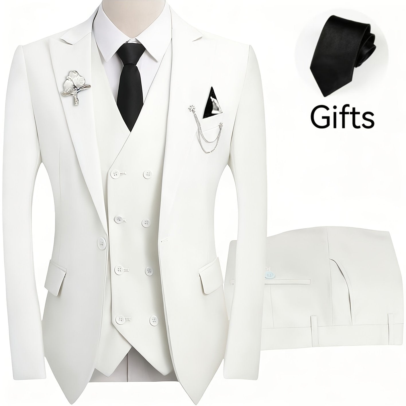 Men's 3-Piece Suit Set (Suit Jacket + Vest + Pants, with a Tie) Slim Fit Tailcoat