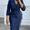 Chic Professional Dress with a V-Neck, Full Sleeves, Button Details