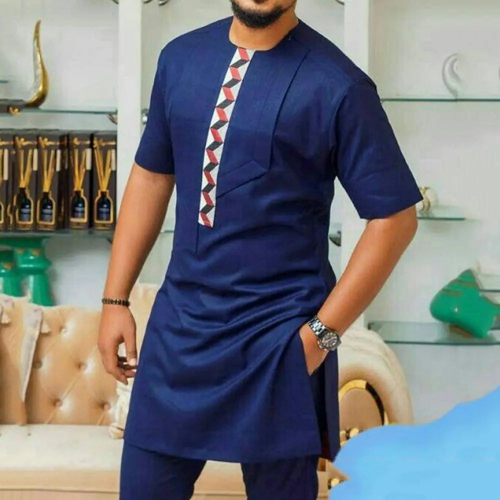 African Men Dashiki Formal Outfit Elegant Wedding Suit 2Pc Pant Set