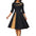Women Vintage Polka Dot Long Sleeve Buttons Swing Dress