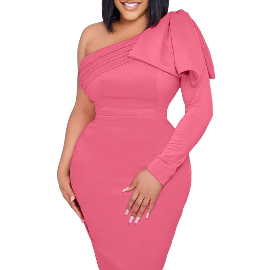 Bow Outfits Bodycon Midi Dress for Women Daily Elegant Sexy Party
