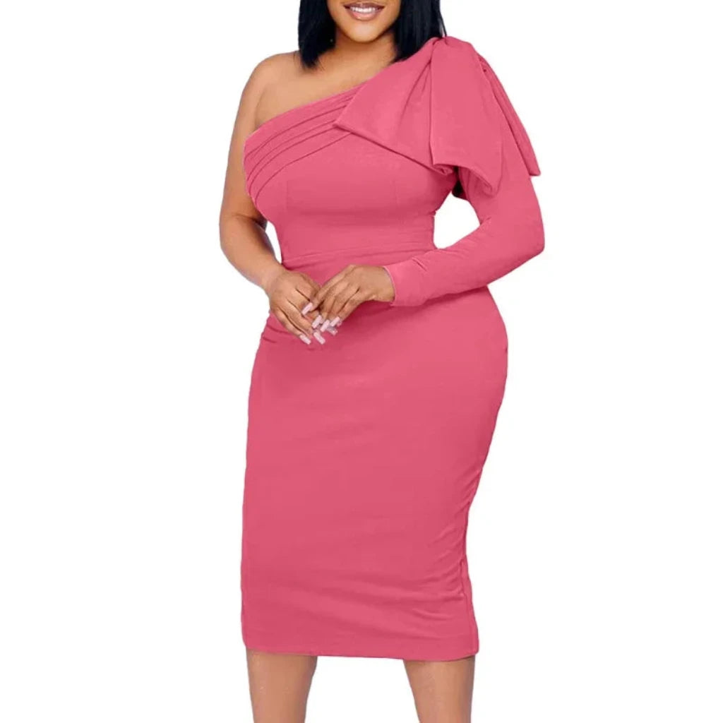 Bow Outfits Bodycon Midi Dress for Women Daily Elegant Sexy Party
