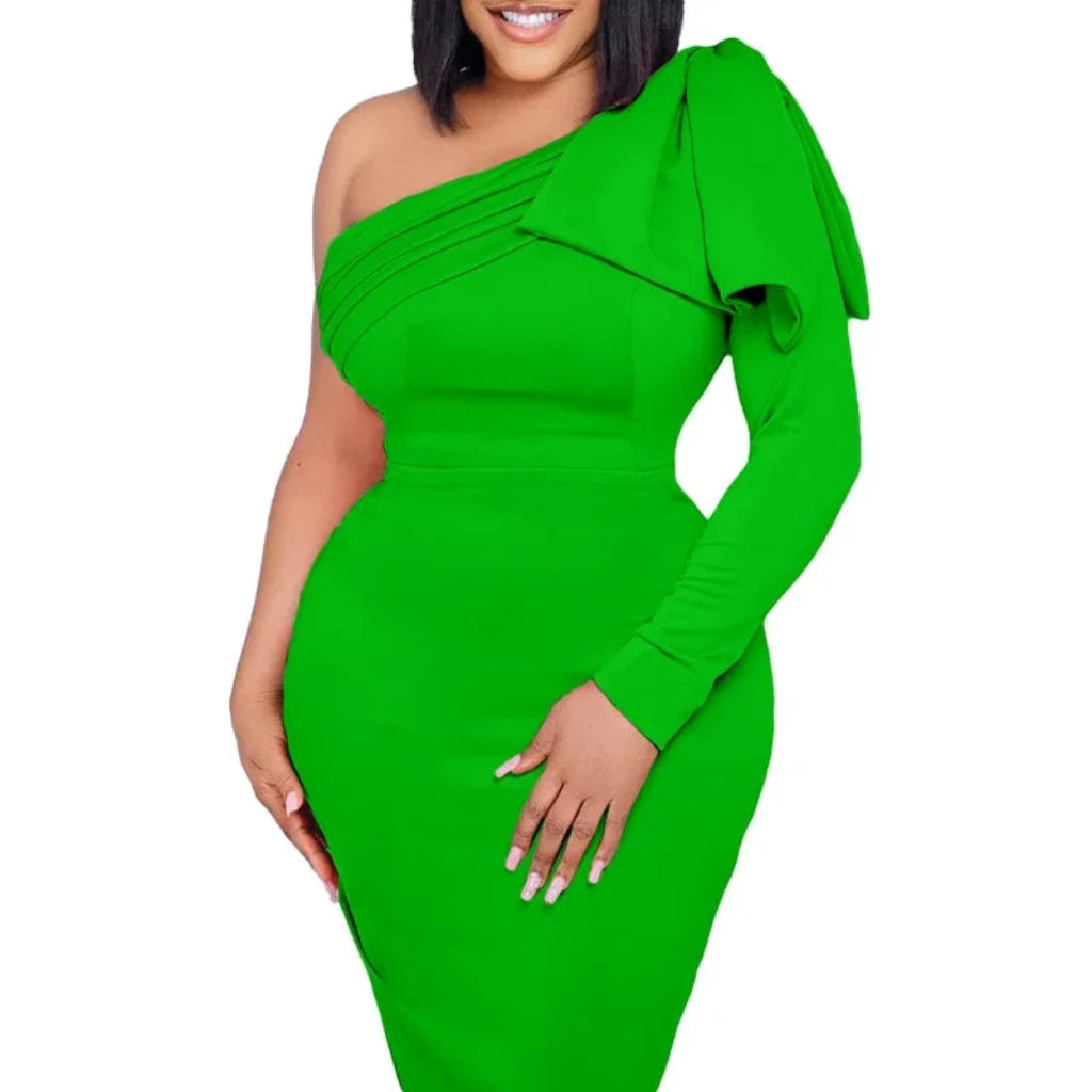 Bow Outfits Bodycon Midi Dress for Women Daily Elegant Sexy Party