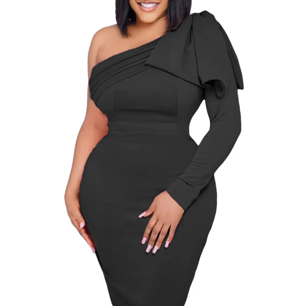 Bow Outfits Bodycon Midi Dress for Women Daily Elegant Sexy Party