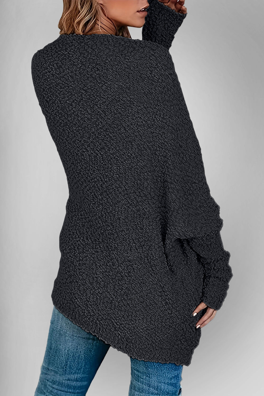 Chic Cozy Casual Style Pocketed Open Front Long Sleeve Cardigan