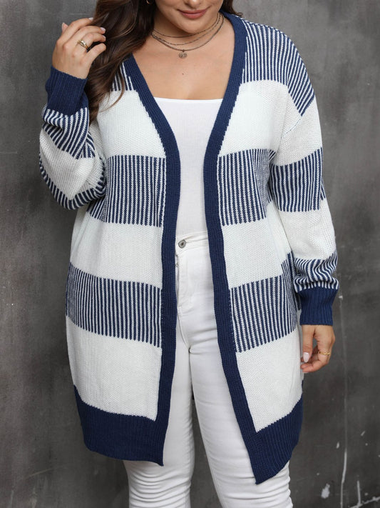 Chic Plus Size Open Front Long Sleeve Cardigan Dress