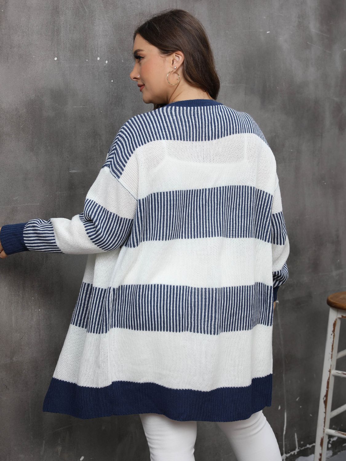 Chic Plus Size Open Front Long Sleeve Cardigan Dress