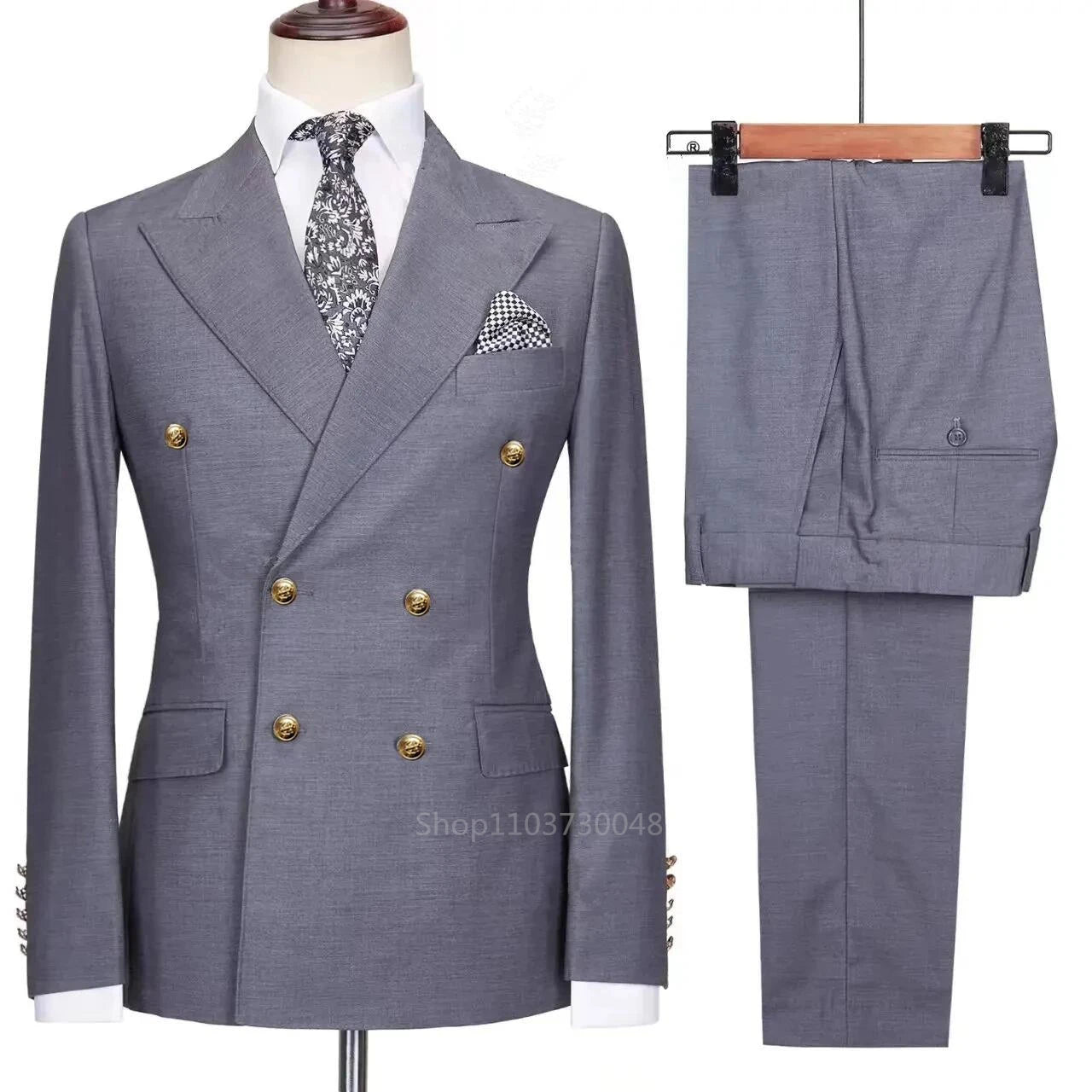 Elegant Two Piece Men's Suits, Double Breasted Blazer Outfits, Tuxedos