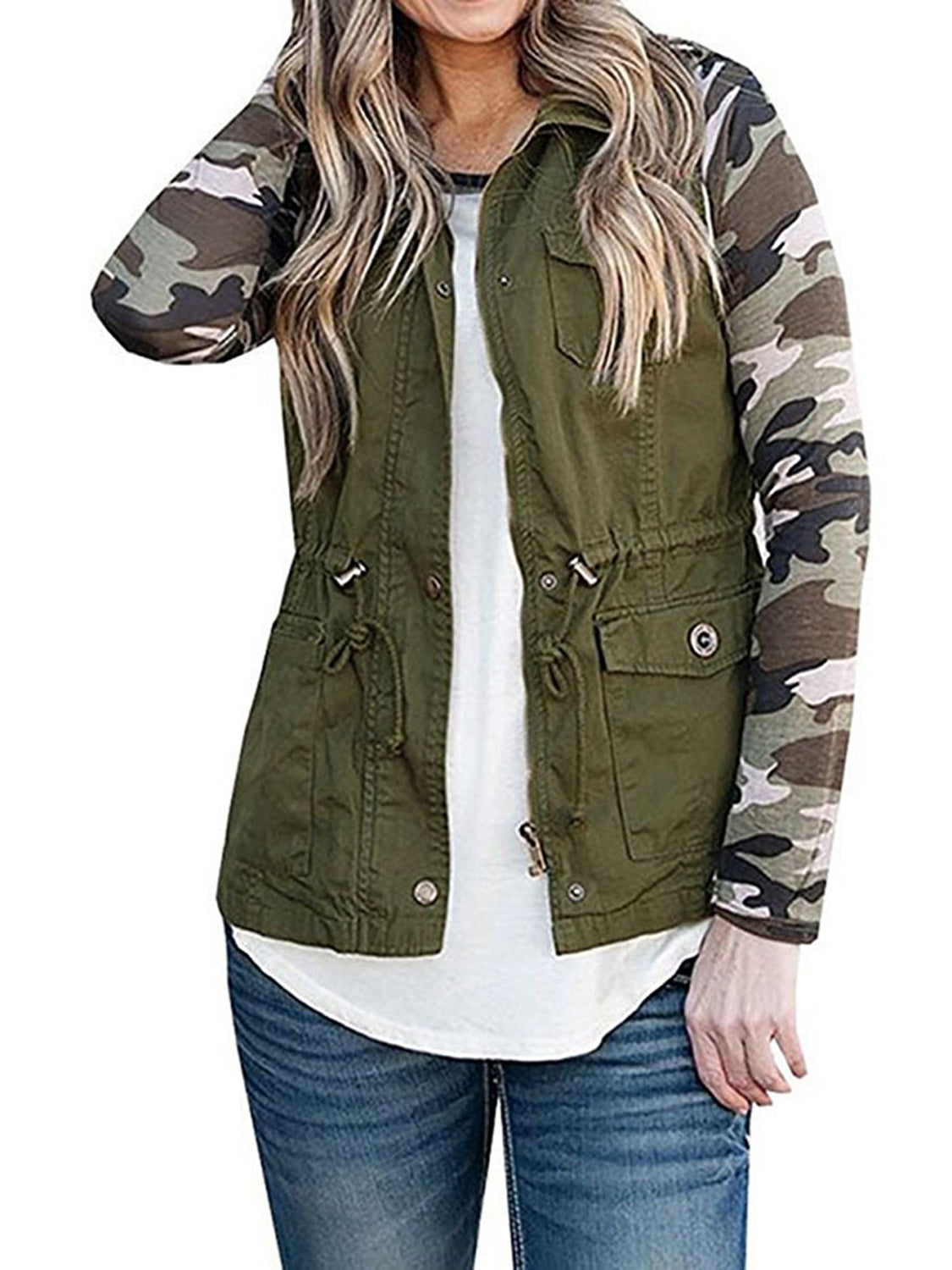 Fashion and Versatile Style Drawstring Waist Vest with Pockets