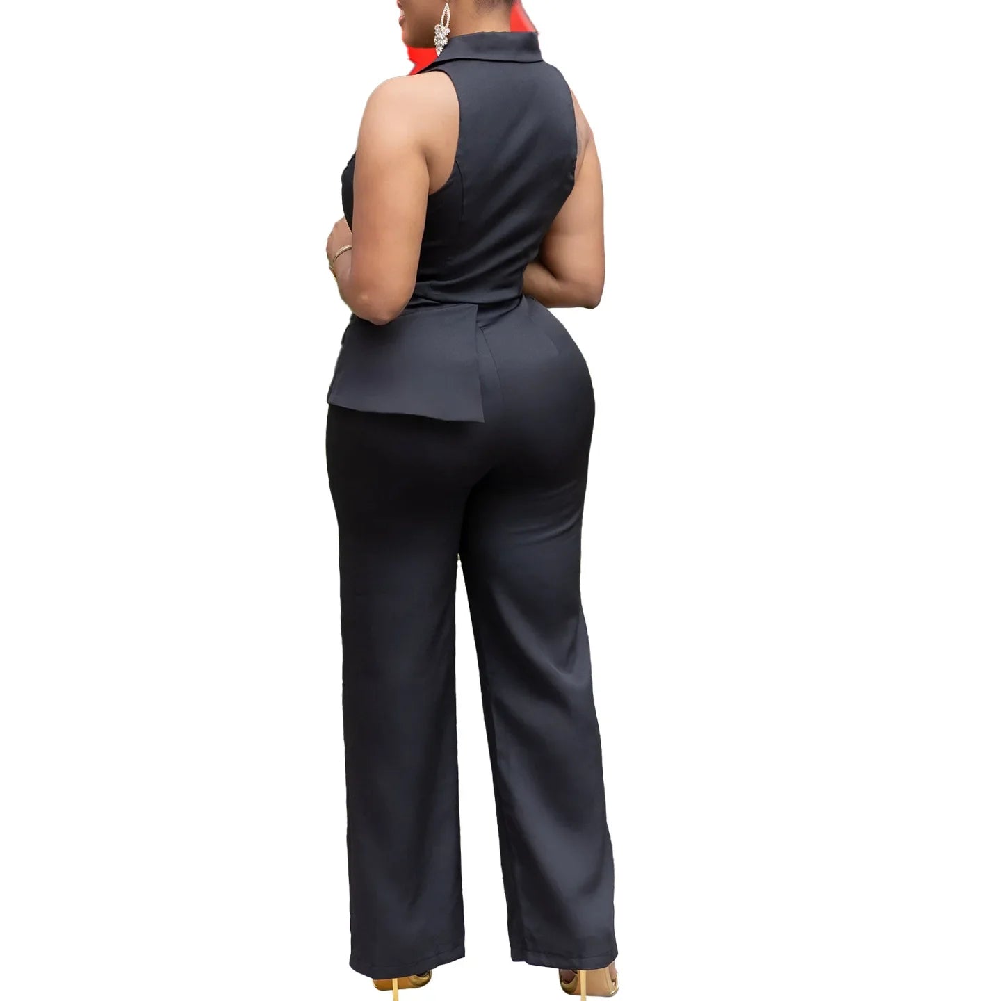 Fashionable Sexy Collar Wide Leg Jumpsuit Casual Style Dress For Chic