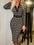 Formal Notched Long Sleeve Wrap Ladies Business Casual Dress