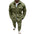 Green jacket and pants set worn by a person on a white background