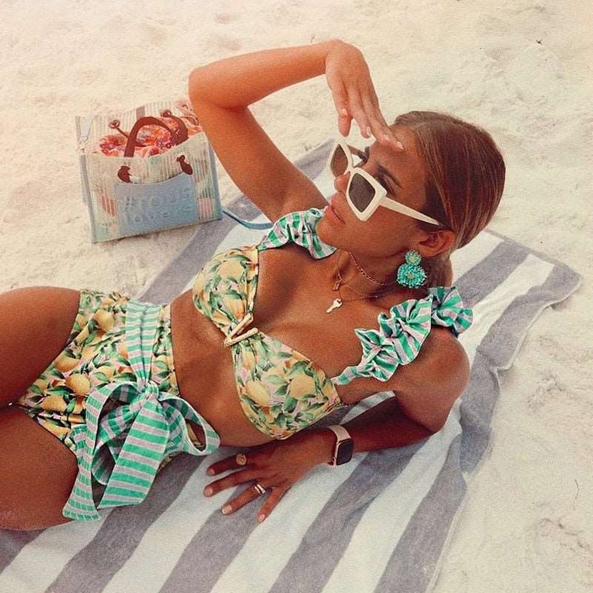 Bandage Bikini Set with Ruffled Push-Up Padded Bra