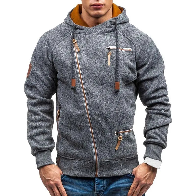 Men's Hoodies Sweatshirts Slim Zipper Casual Long Sleeve Streetwear