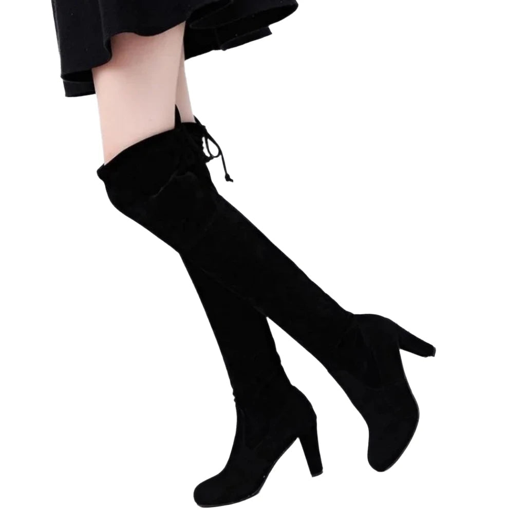 High Boots Over The Knee Boots Abrasive Leather Thick Women's Shoes