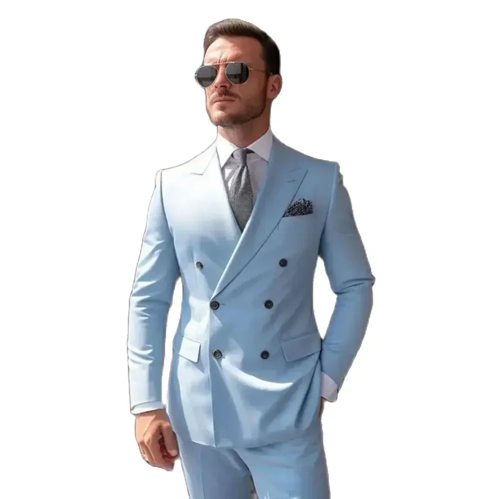 High Quality Slim Fit Formal Business Double Breasted Two-Piece Set