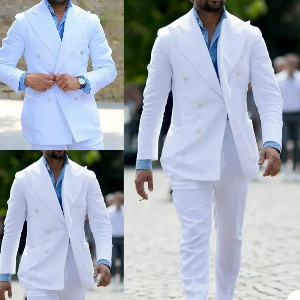 High Quality Slim Fit Formal Business Double Breasted Two-Piece Set