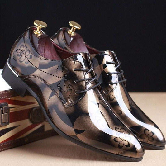 Luxury Floral Pattern Men's Dress Shoes for Groom's Wedding