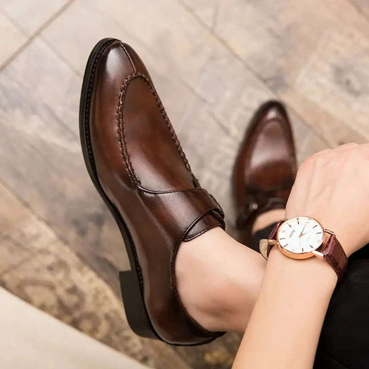 Men Luxury Leather Shoes with Classic Buckle