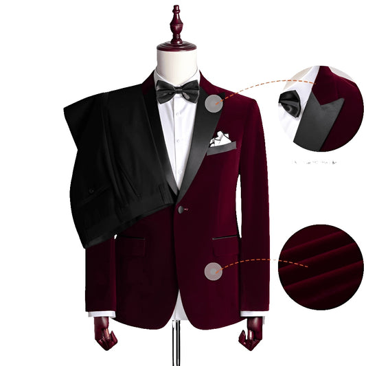 Men Velvet Gentleman Stage Suit Luxurious Casual Style for Fashion