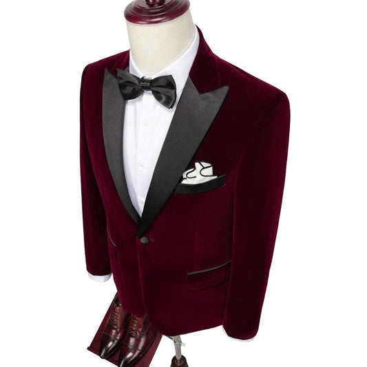 Men Velvet Gentleman Stage Suit Luxurious Casual Style for Fashion
