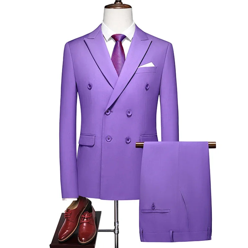 Men's Fashion Business Elegant Casual Gentleman Double Breasted  Suit