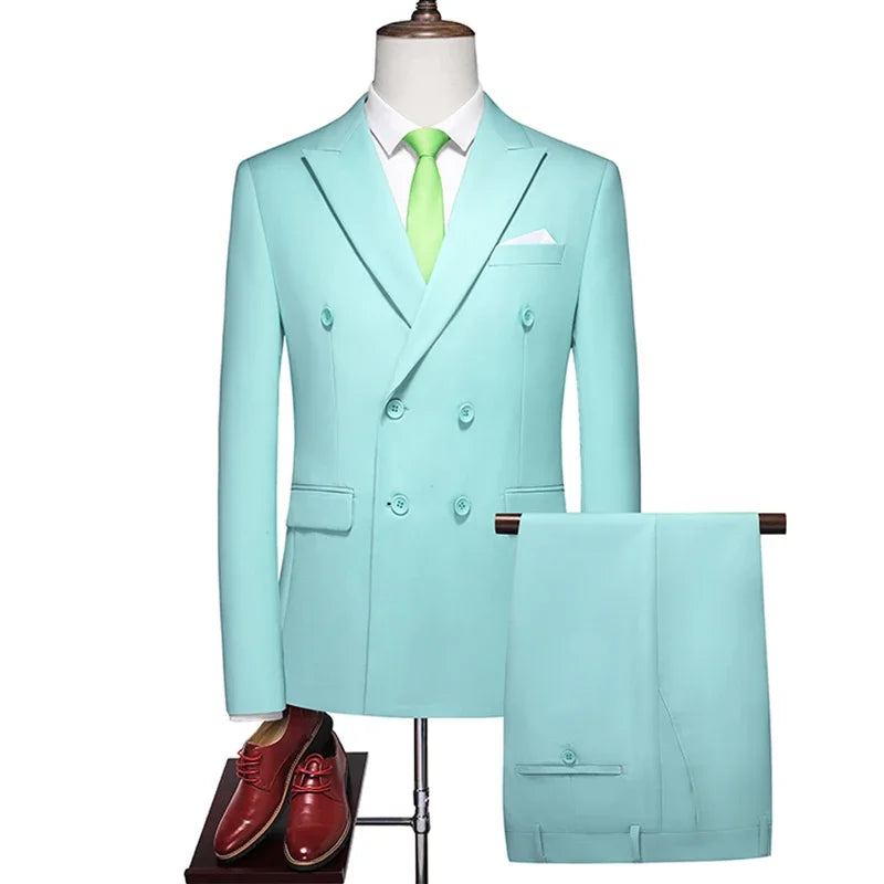 Men's Fashion Business Elegant Casual Gentleman Double Breasted  Suit