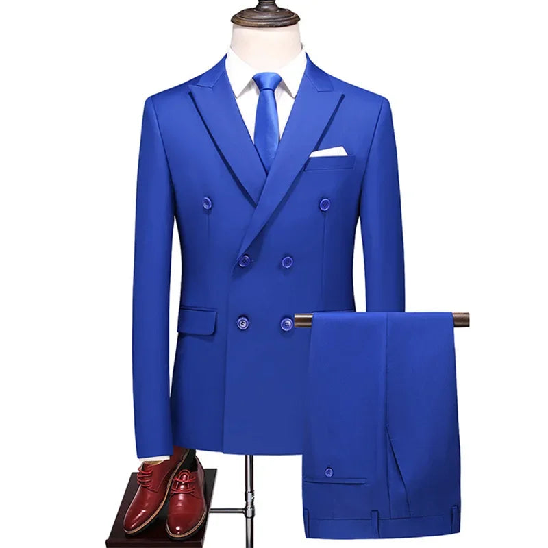 Men's Fashion Business Elegant Casual Gentleman Double Breasted  Suit