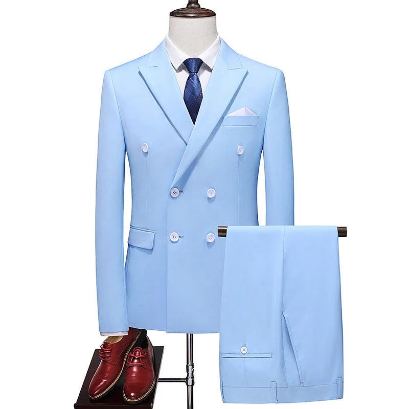 Men's Fashion Business Elegant Casual Gentleman Double Breasted  Suit