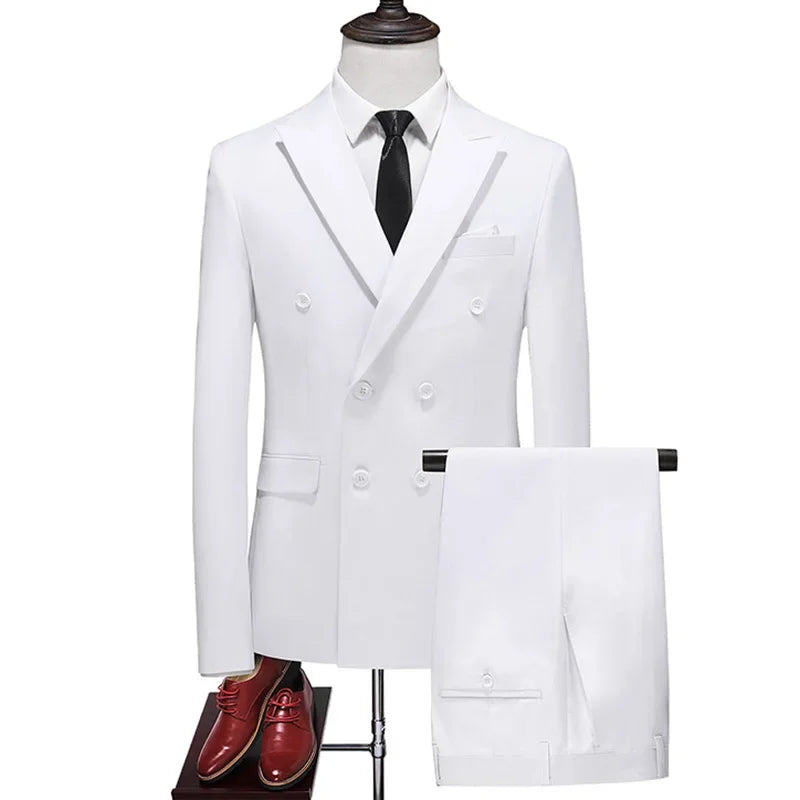 Men's Fashion Business Elegant Casual Gentleman Double Breasted Suit