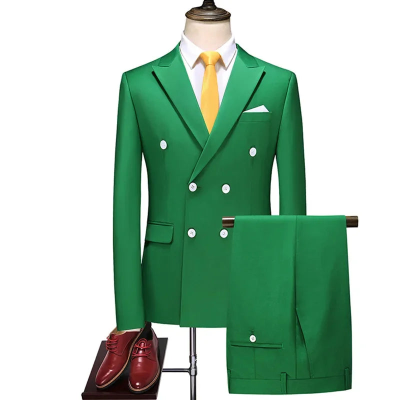 Men's Fashion Business Elegant Casual Gentleman Double Breasted  Suit