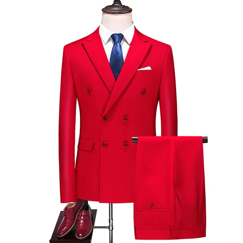 Men's Fashion Business Elegant Casual Gentleman Double Breasted  Suit