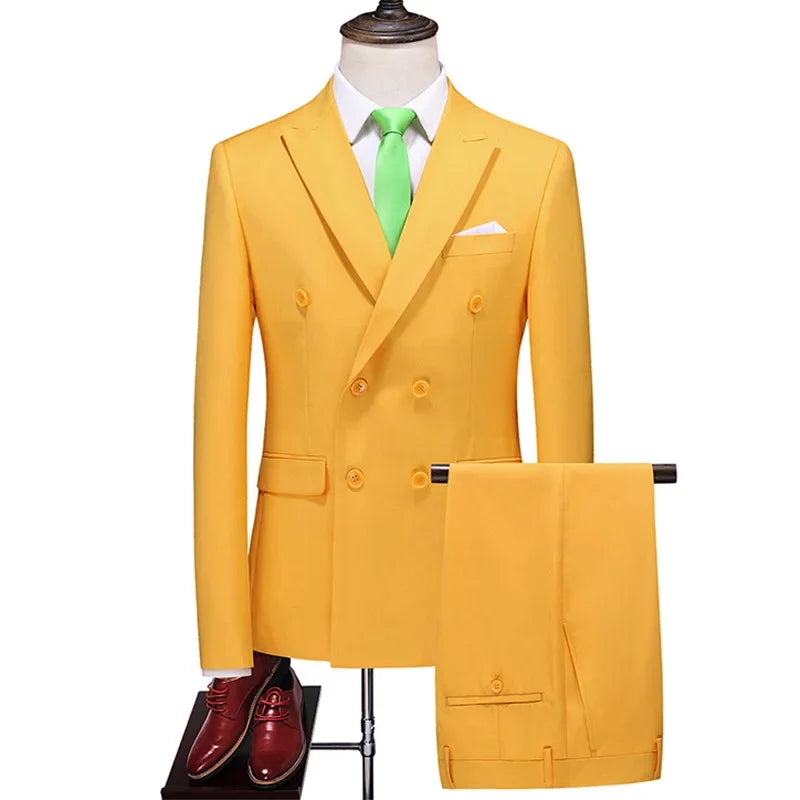 Men's Fashion Business Elegant Casual Gentleman Double Breasted  Suit