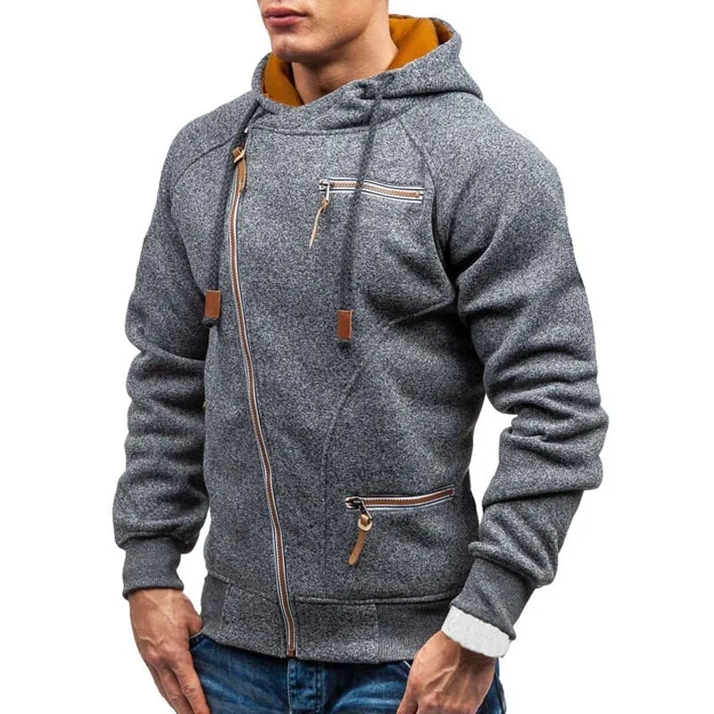 Men's Hoodies Sweatshirts Slim Zipper Casual Long Sleeve Streetwear