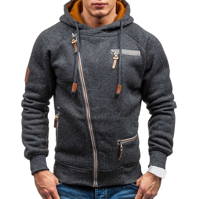 Men's Hoodies Sweatshirts Slim Zipper Casual Long Sleeve Streetwear