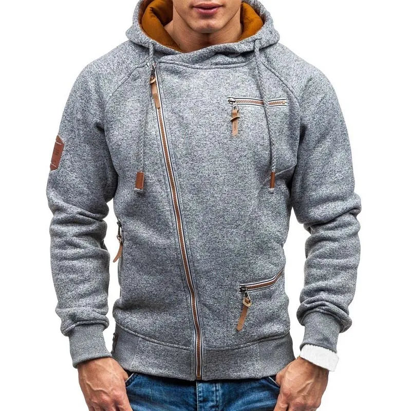 Men's Hoodies Sweatshirts Slim Zipper Casual Long Sleeve Streetwear