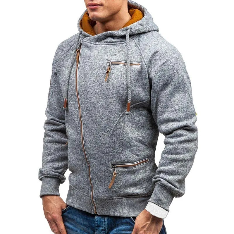 Men's Hoodies Sweatshirts Slim Zipper Casual Long Sleeve Streetwear