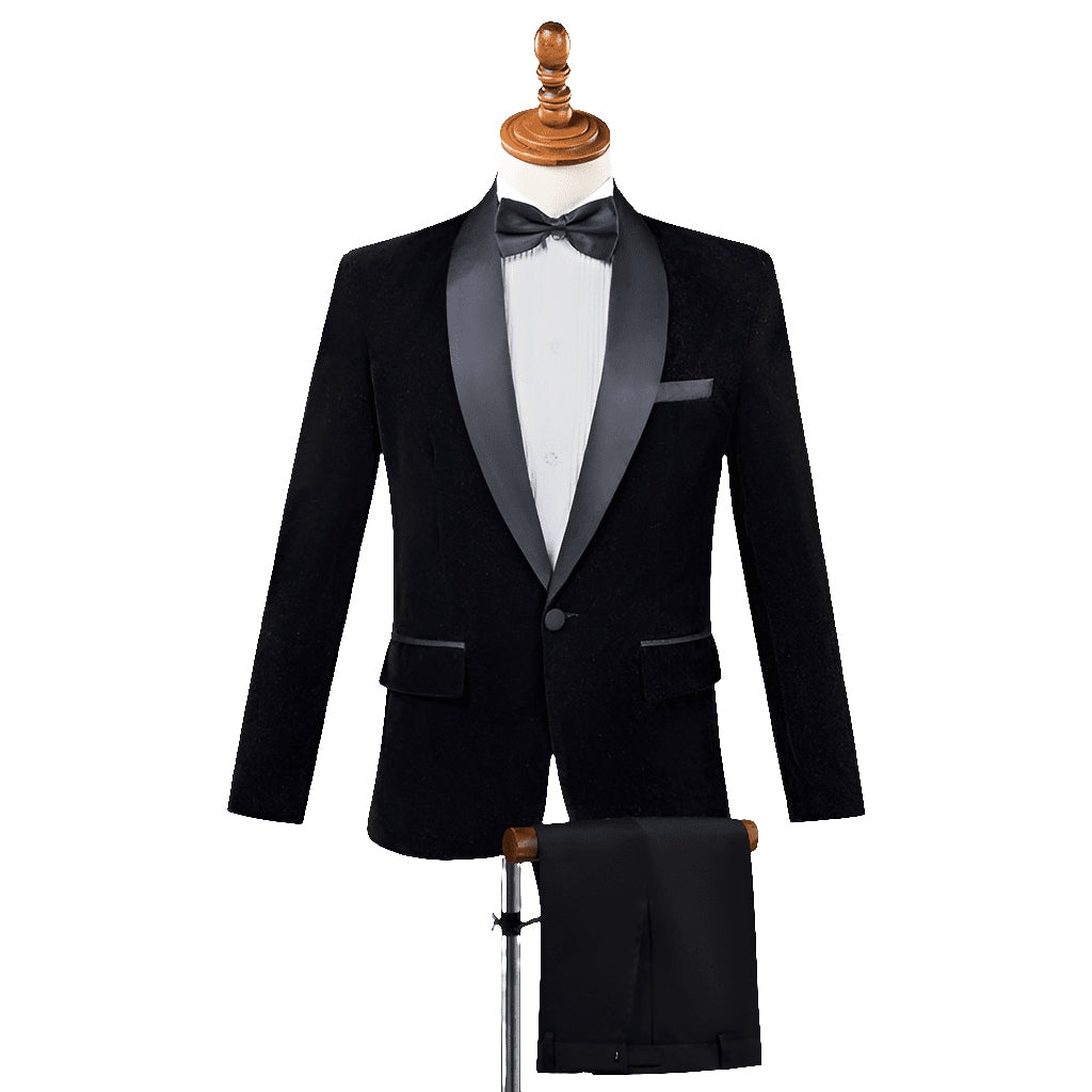 Men's One Button Sequin Dress Suit Jacket Pants Tuxedo Sport Coat