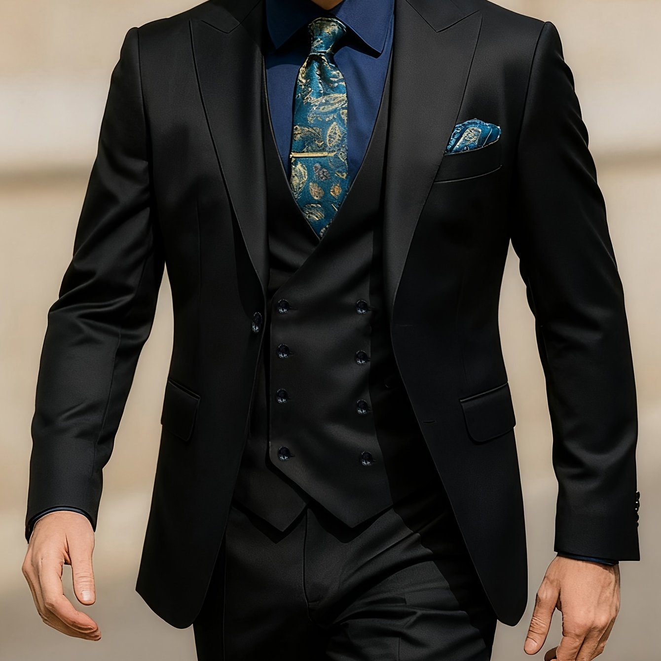 Men's Solid Color Suit - Light Business Elegant Wedding Suit Set - 3pcs