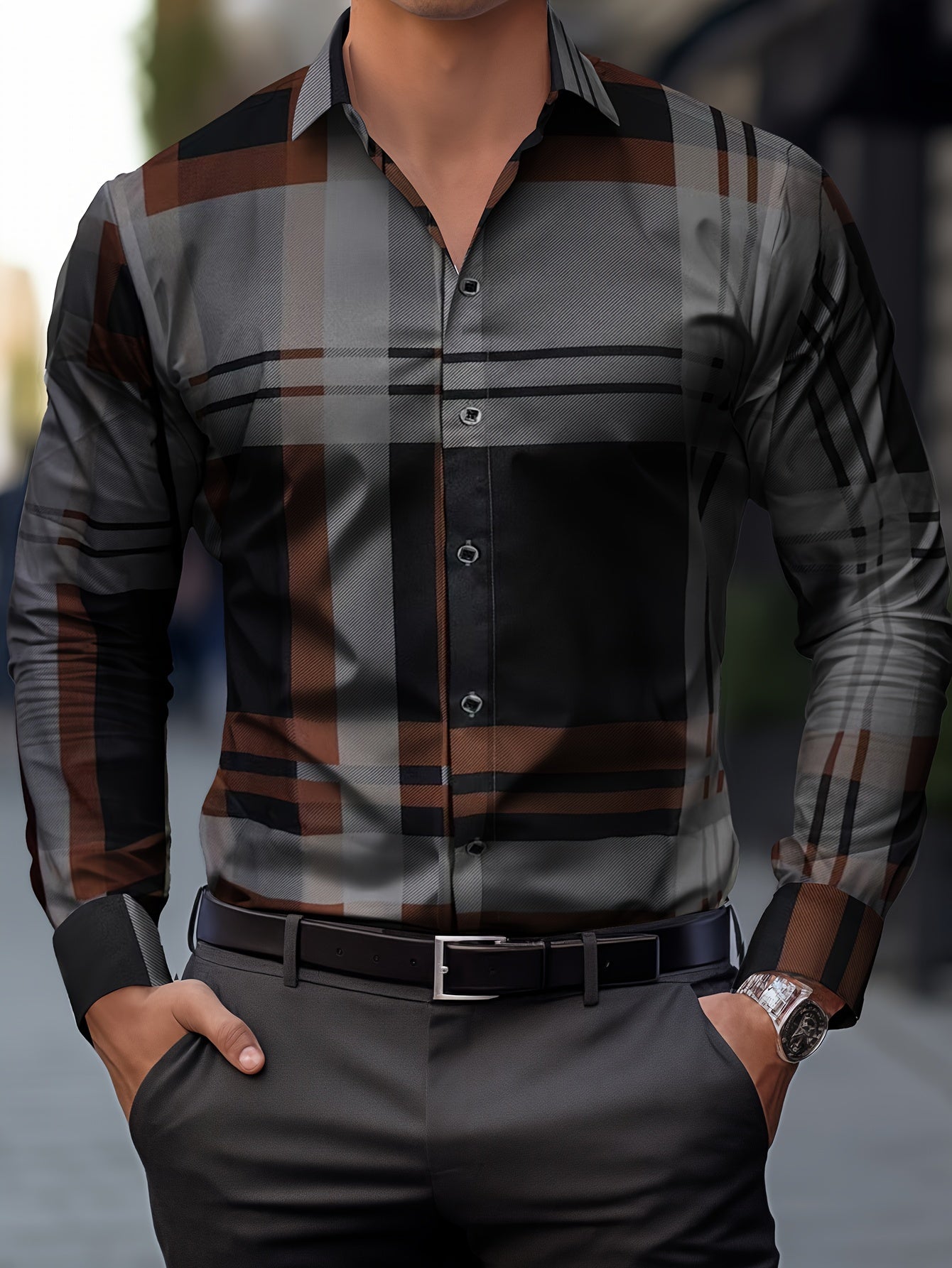 Men's Stylish Long Sleeve Formal Casual Lapel Comfortable Dress Shirt