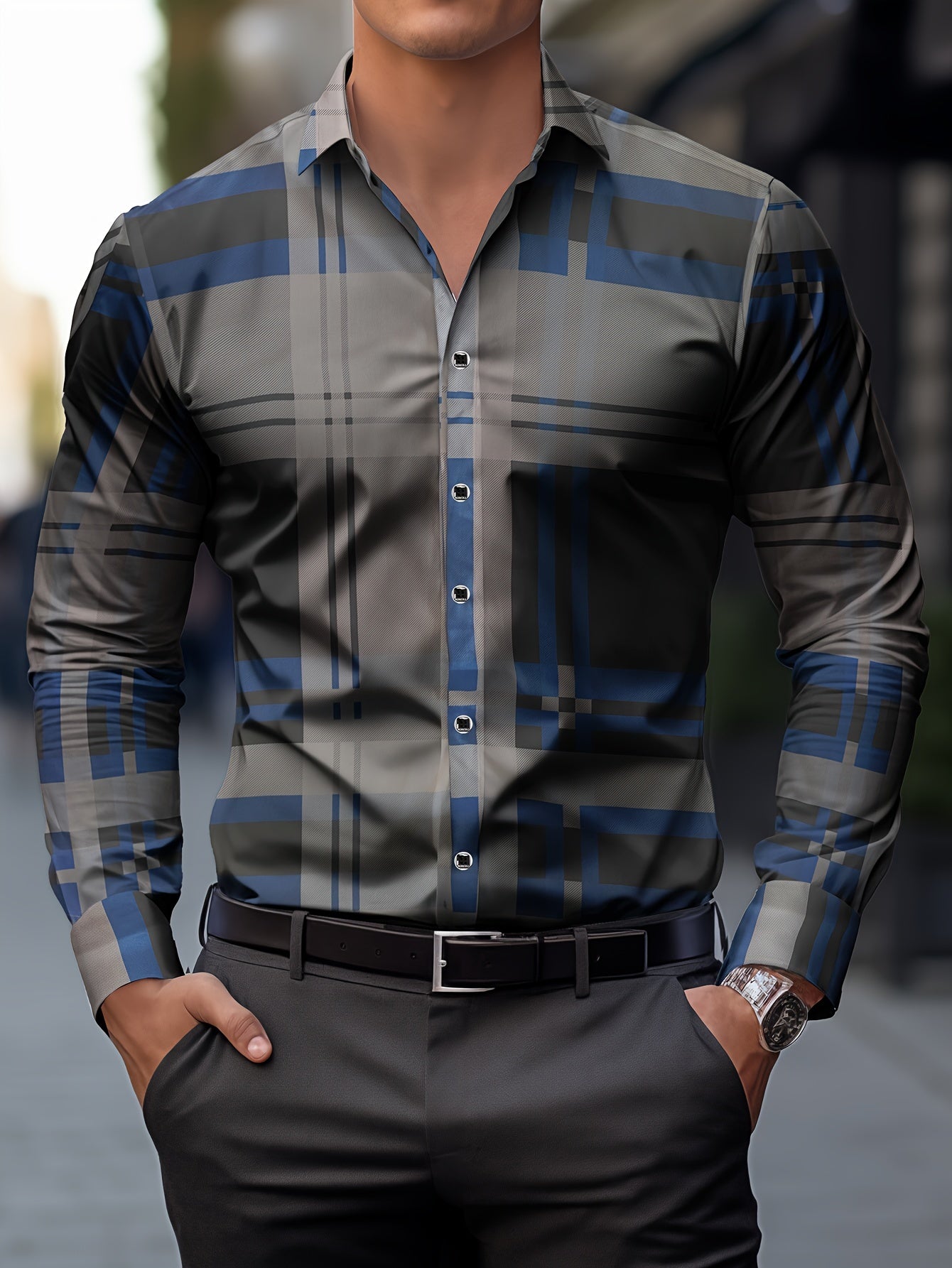 Men's Stylish Long Sleeve Formal Casual Lapel Comfortable Dress Shirt