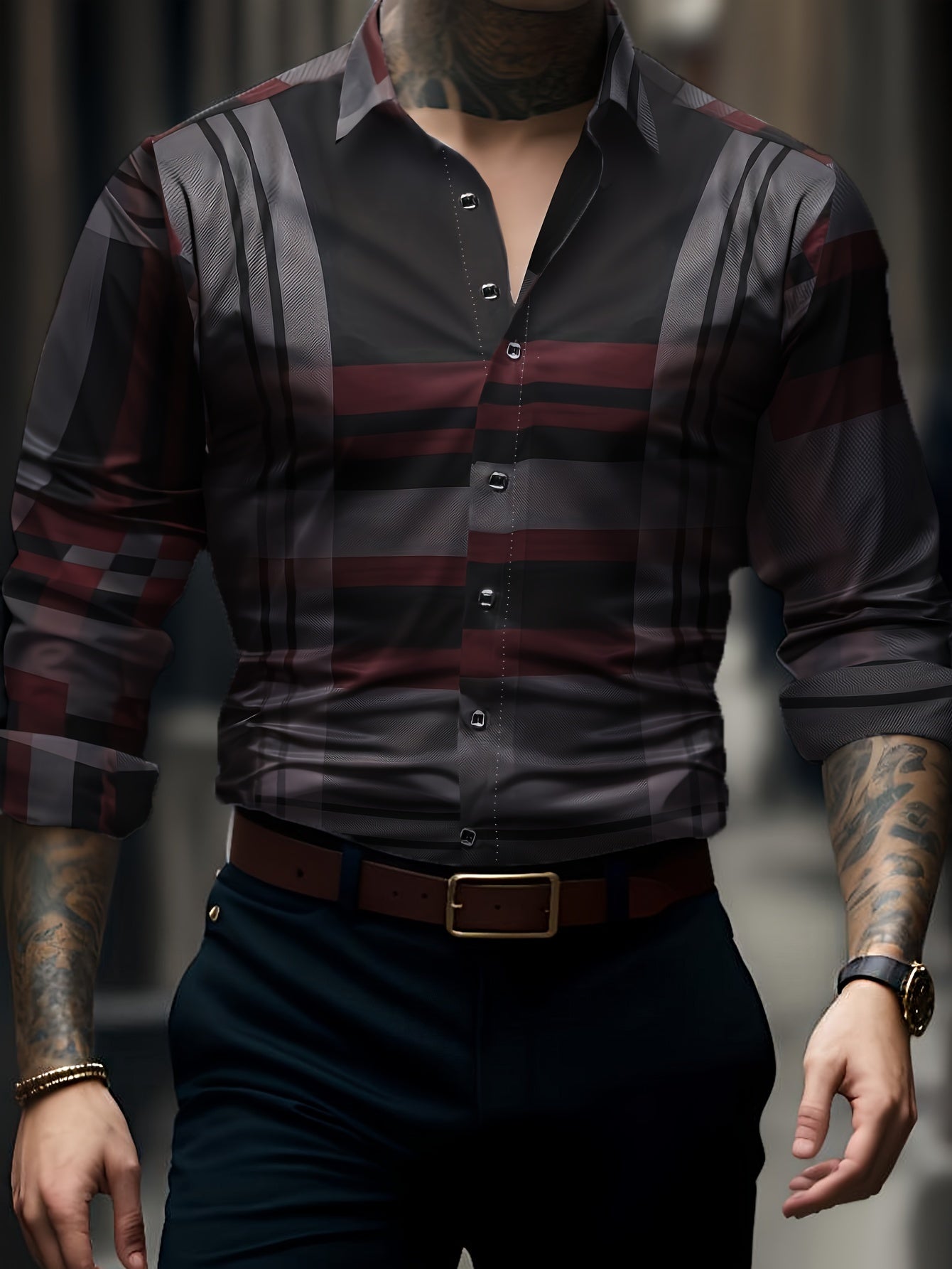 Men's Stylish Long Sleeve Formal Casual Lapel Comfortable Dress Shirt