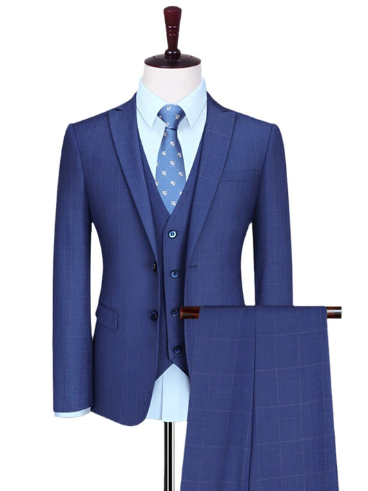 Men's Three-Piece Slim Fit Bridegroom Wedding Suit Set