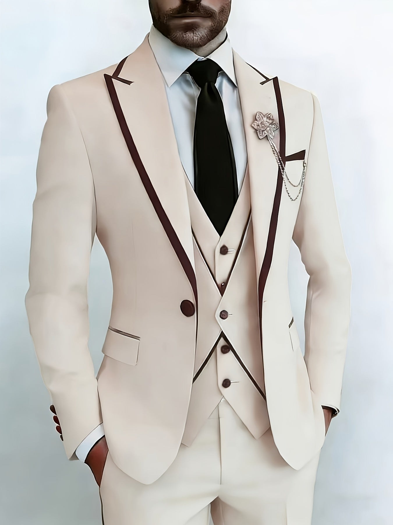 New Men's Suit 3pcs Set, with Exquisite Design And Elegant Classic Cut