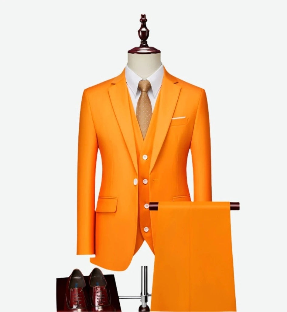 Business Men Non-Ironing Slim Fit Leisure One-Button Suit Outfit Set