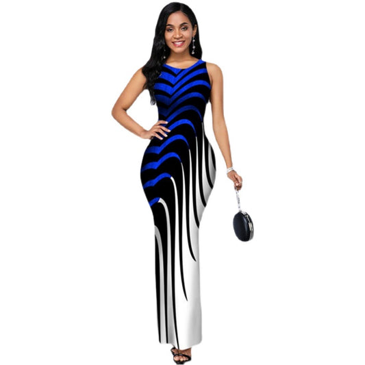 Women Casual round Neck Slim-Fit Side Slit Dress