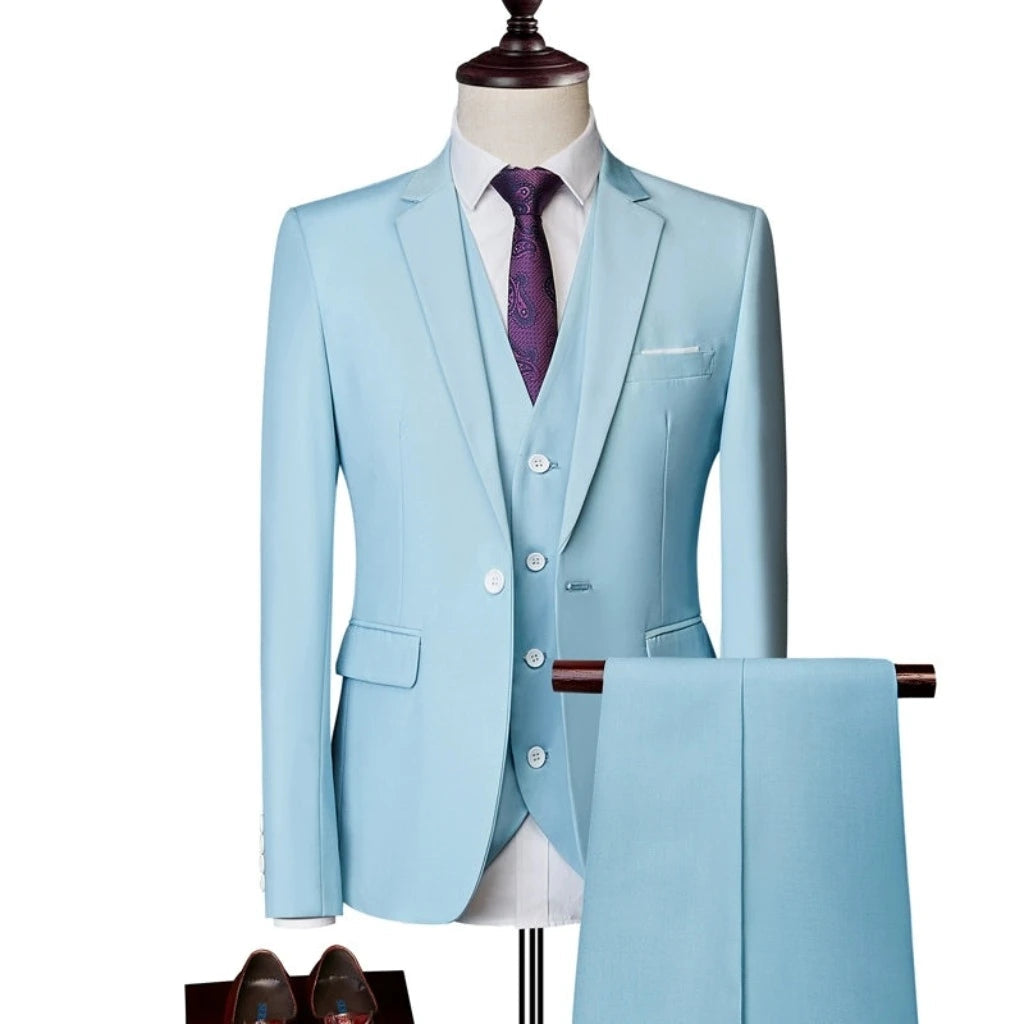 Business Men Non-Ironing Slim Fit Leisure One-Button Suit Outfit Set